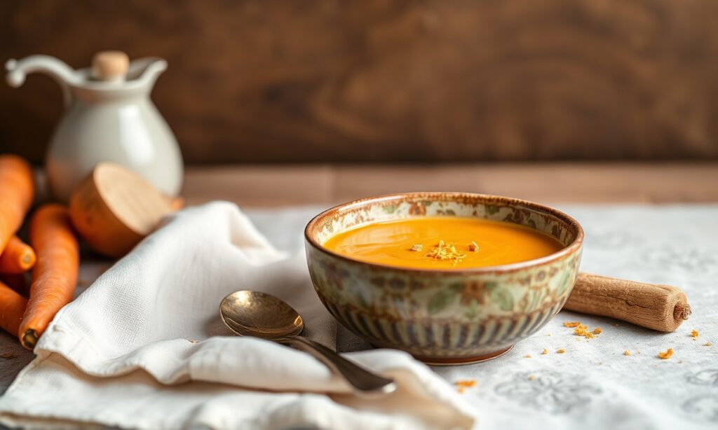 Velvety carrot ginger soup: creamy, zesty, and flavorful healthy delight.