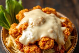Crispy Ayam Penyet delight, smashed chicken perfection.