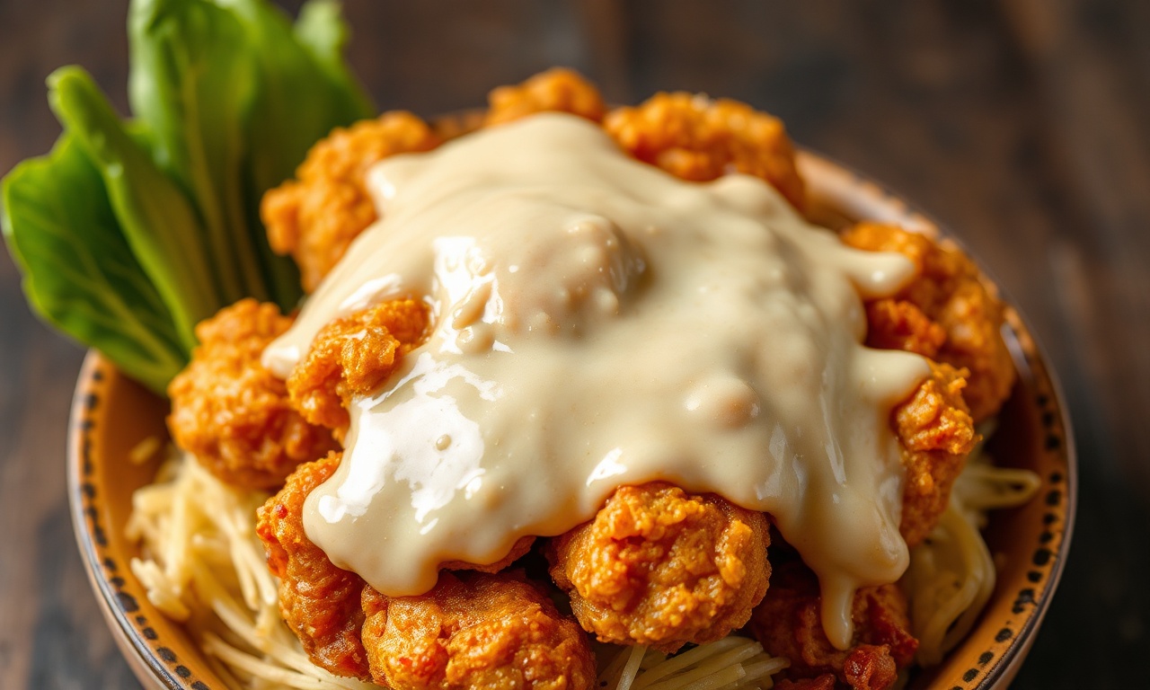 Crispy Ayam Penyet delight, smashed chicken perfection.