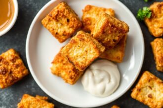 Crispy air fryer tofu nuggets, healthy and easy.