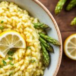 Zesty asparagus lemon risotto, a vibrant springtime dish.