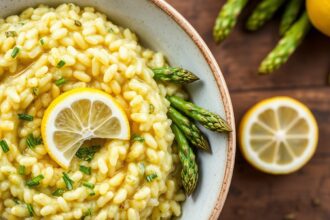 Zesty asparagus lemon risotto, a vibrant springtime dish.