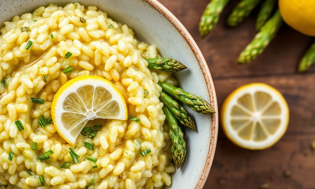 Zesty asparagus lemon risotto, a vibrant springtime dish.