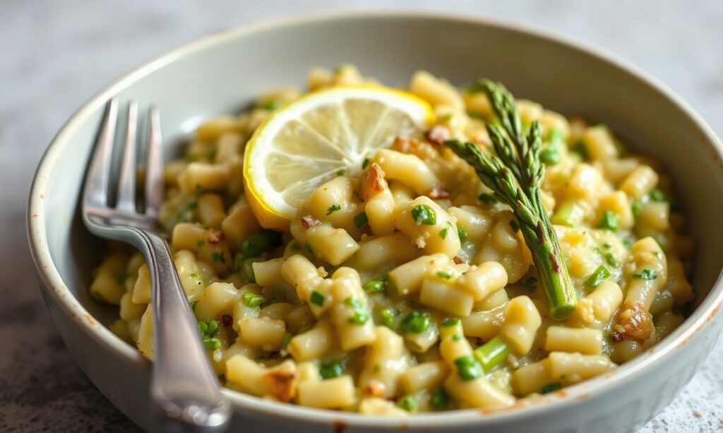 Zesty asparagus lemon risotto, a vibrant spring dish.