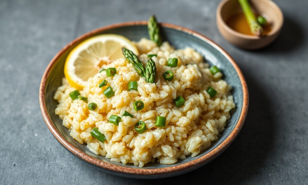 Zesty asparagus lemon risotto: a vibrant spring dish.
