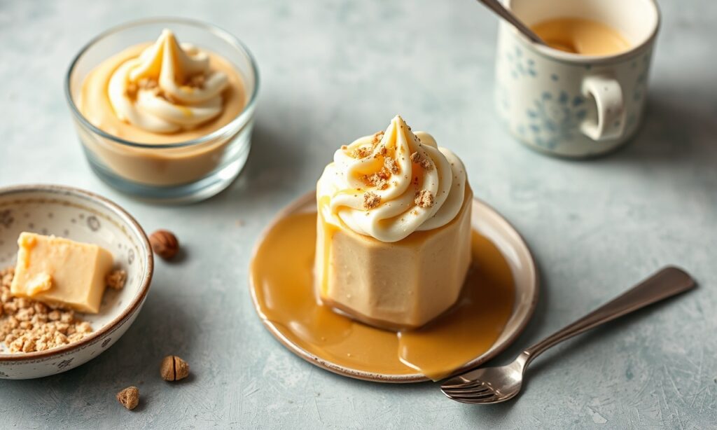 Butterscotch Bliss: creamy pudding, sweet science delight, flavor, texture.