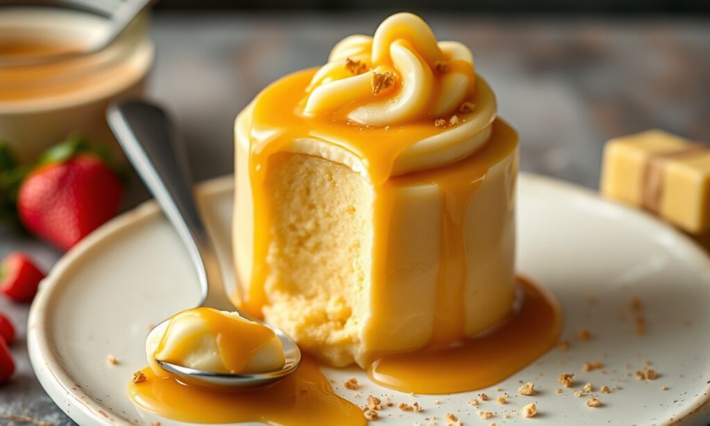 Butterscotch Bliss: creamy, golden pudding delight.