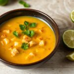 Zesty spicy chicken lime soup: tangy flavor burst.
