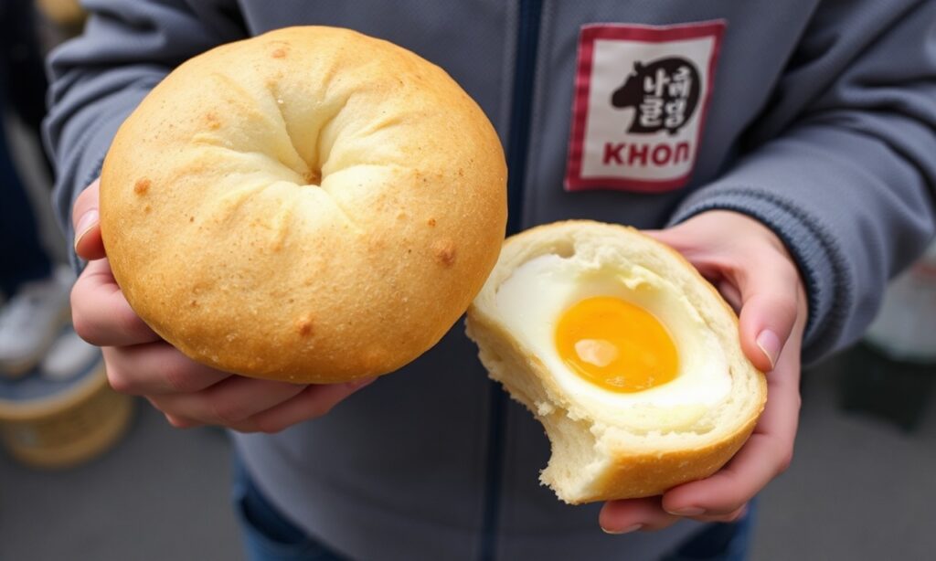 Gyeran-ppang: Golden Korean egg bread, a delicious street food delight.