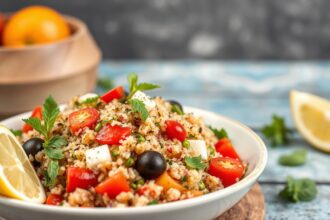 Mediterranean Magic: Greek quinoa salad, fresh and flavorful.