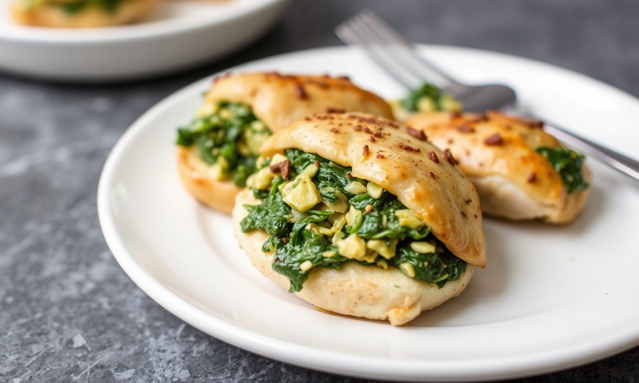 Perfect Keto spinach artichoke stuffed chicken breast recipe.