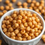 Crispy roasted chickpeas: golden, crunchy delight for snacking.