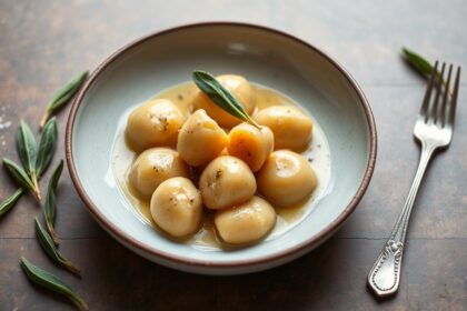 Velvety sweet potato gnocchi with fragrant sage butter recipe.