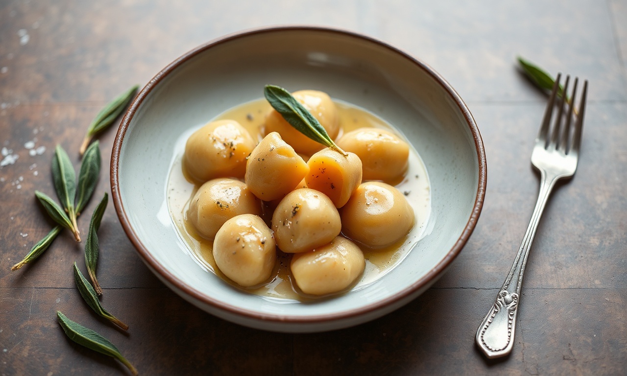 Velvety sweet potato gnocchi with fragrant sage butter recipe.