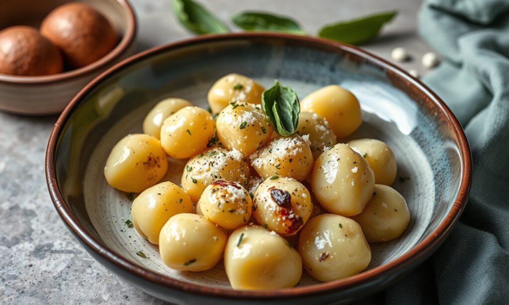 Velvety sweet potato gnocchi with sage butter recipe.