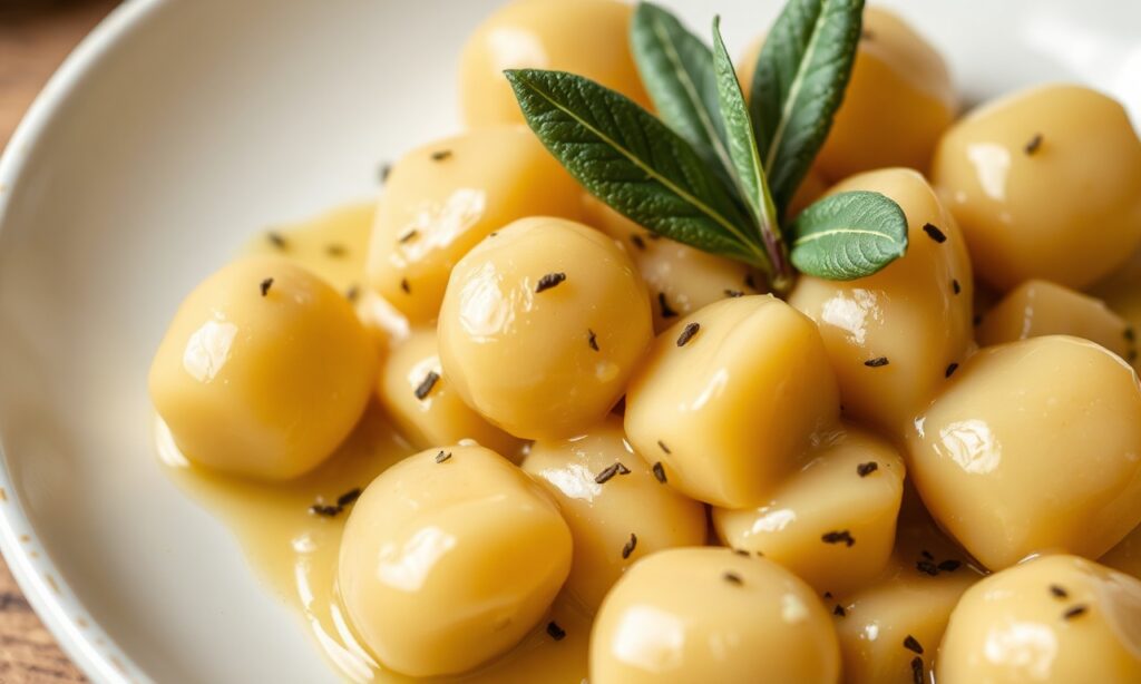 Velvety sweet potato gnocchi with fragrant sage butter magic.