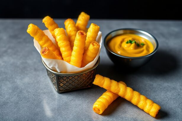 Golden polenta fries with zesty marinara dip.