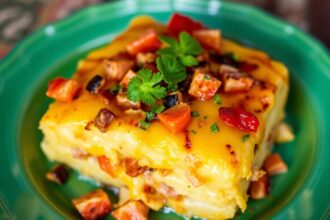 Vibrant Causa Rellena: Peruvian potato casserole dish, a delicious delight.