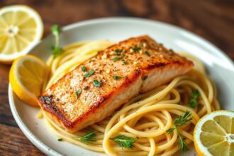 Zesty salmon piccata, a bright citrus-kissed seafood delight.