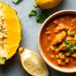 Savory jackfruit curry, a tropical twist on comfort food.