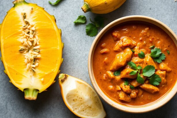 Savory jackfruit curry, a tropical twist on comfort food.