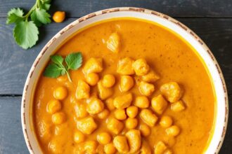 Hearty pumpkin curry with chickpeas, a flavorful fall feast.