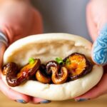 Gua bao with delicious hoisin-glazed mushrooms.