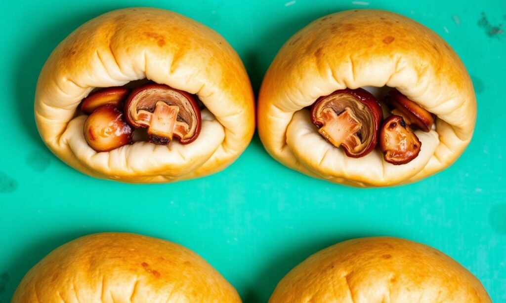 Gua Bao with hoisin-glazed mushrooms, a street food star.