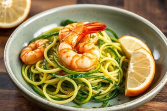 Zesty garlic shrimp with zoodles, a fresh dinner.