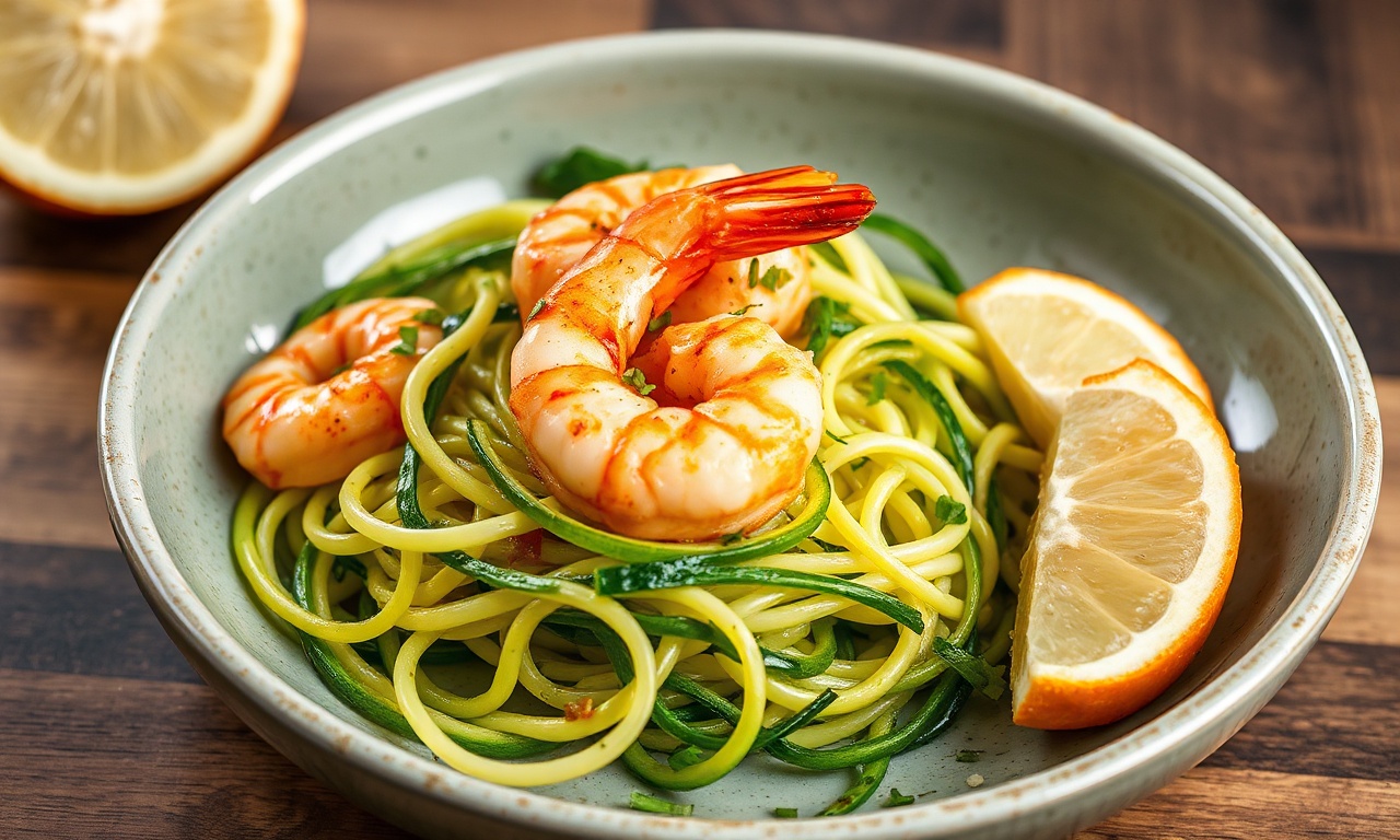 Zesty garlic shrimp with zoodles, a fresh dinner.