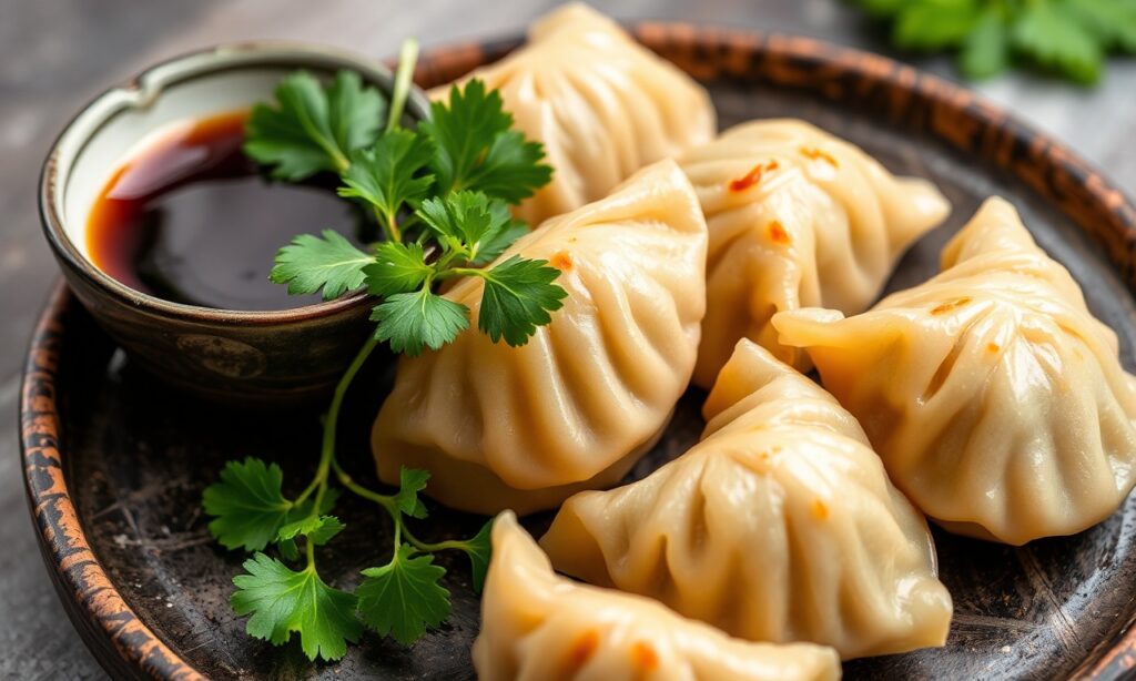 Delicious vegan gyoza recipe: flavorful vegetable dumplings, vibrant textures.