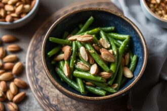Crunchy Elegance: Sautéed green beans with toasted almonds.
