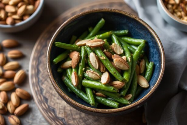 Crunchy Elegance: Sautéed green beans with toasted almonds.