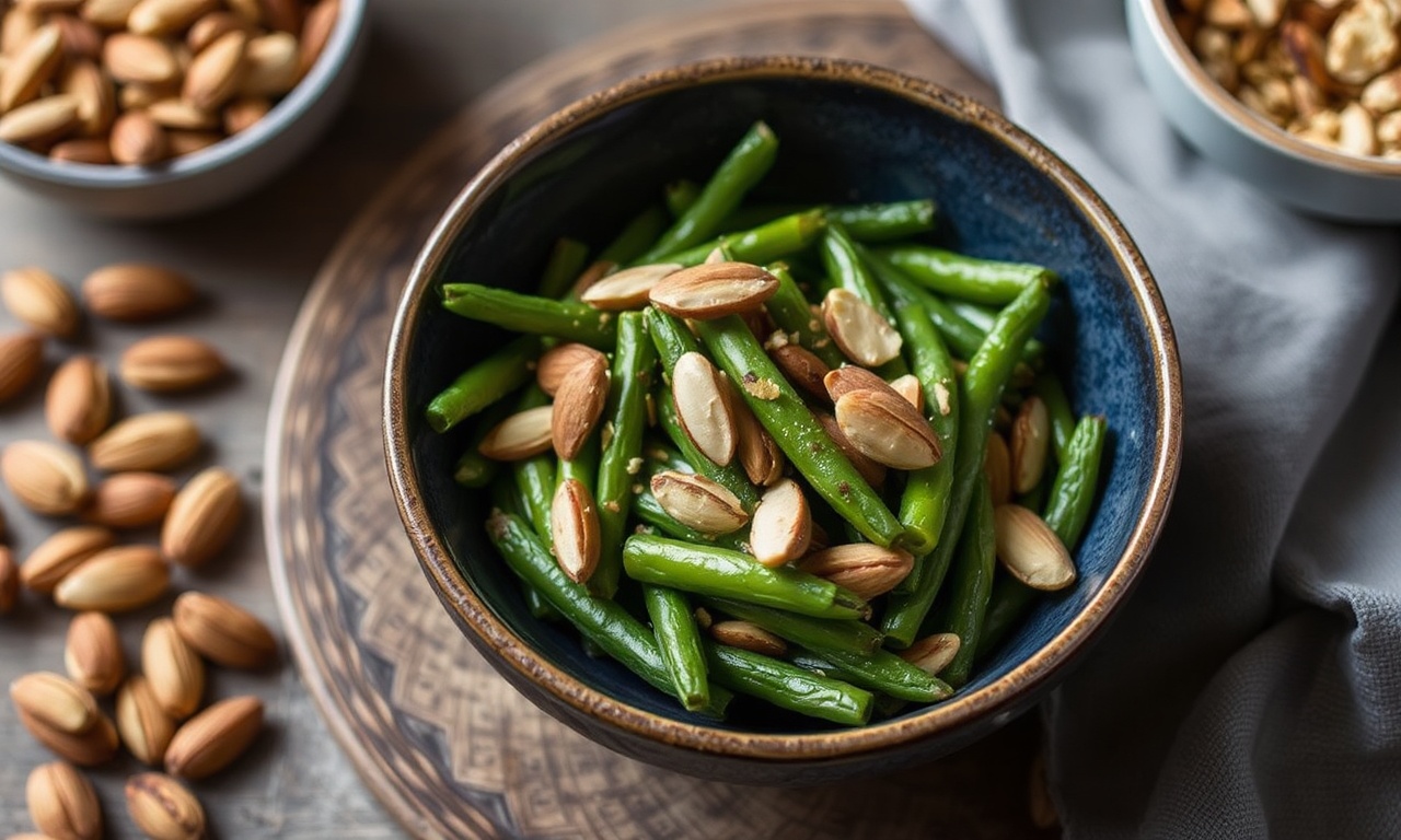 Crunchy Elegance: Sautéed green beans with toasted almonds.