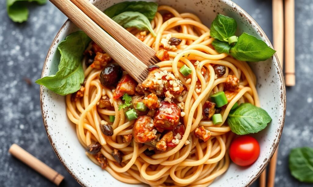 Wholesome Instant Pot plant-based protein noodles recipe guide.