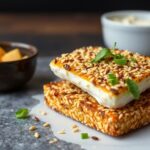 Crunchy sesame-crusted halloumi: a delightful savory bite.
