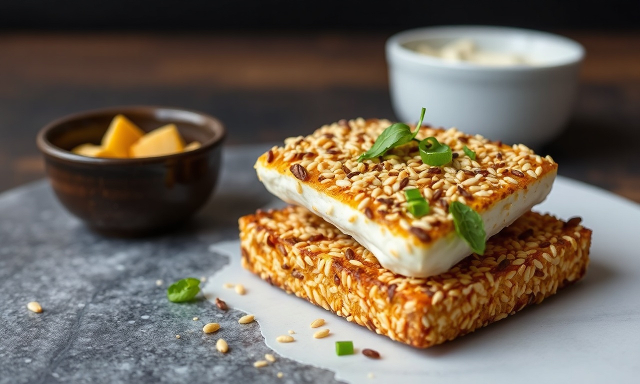 Crunchy sesame-crusted halloumi: a delightful savory bite.
