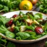 Brighten plate with vibrant green salad, zesty lemon vinaigrette.