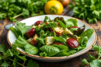 Brighten plate with vibrant green salad, zesty lemon vinaigrette.