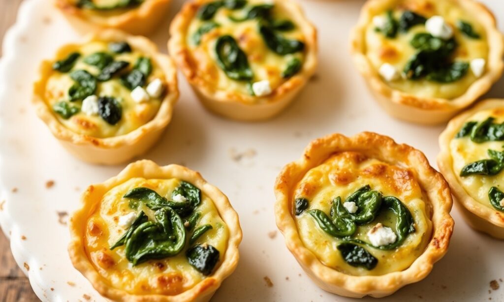 Savory mini quiches: delicious spinach feta bites for easy entertaining.