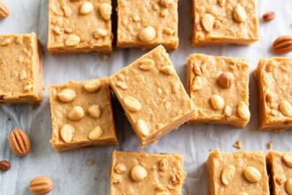 Easy no-bake peanut butter bars: delicious treat.