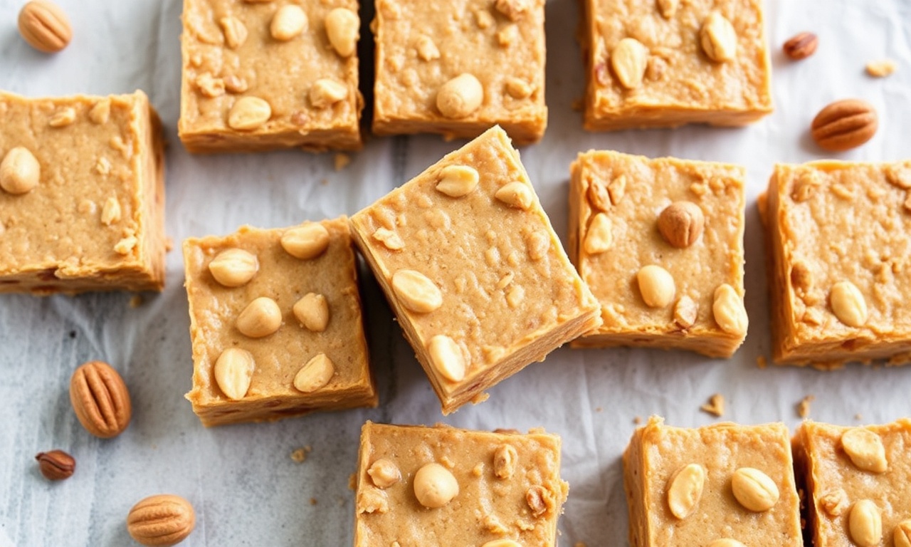 Easy no-bake peanut butter bars: delicious treat.