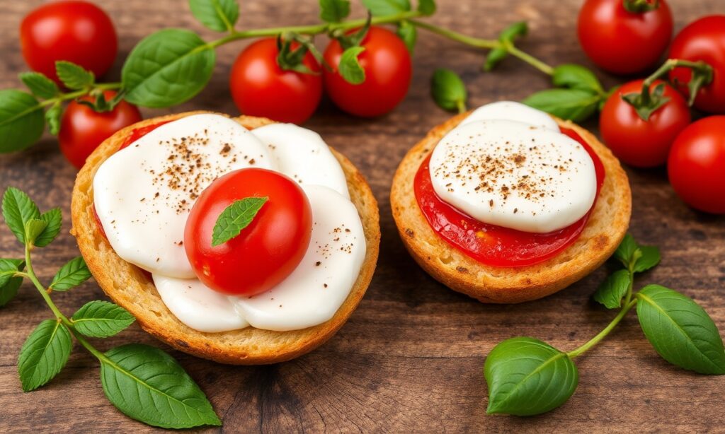 Bite-sized cherry tomato mozzarella delights appetizer.