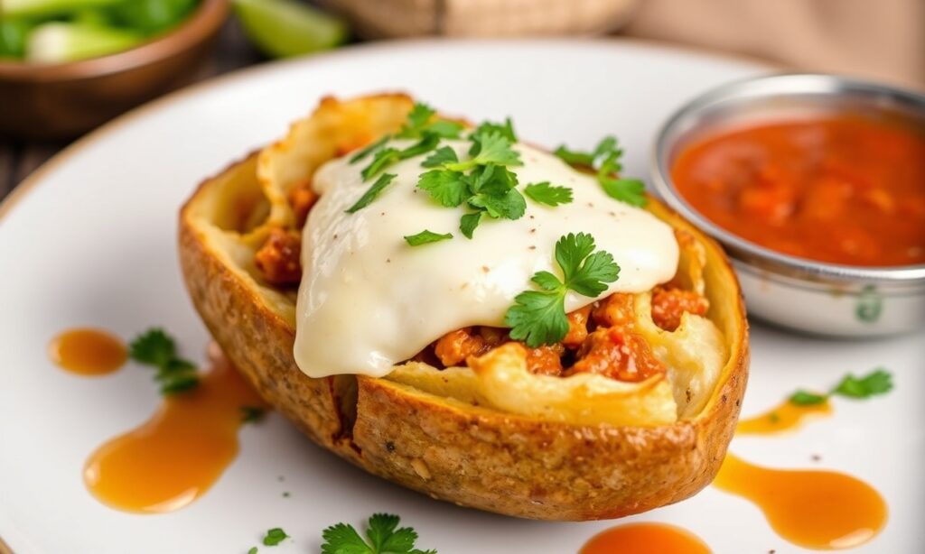 Spice up dinner: Samosa-stuffed baked potatoes recipe delight.