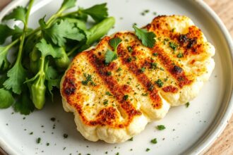 Herb-infused cauliflower steaks: a flavorful veggie delight.