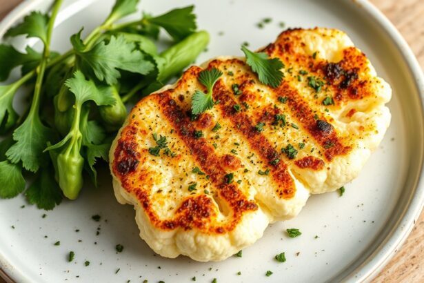 Herb-infused cauliflower steaks: a flavorful veggie delight.