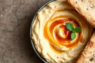 Authentic hummus with fresh pita: creamy, traditional taste.