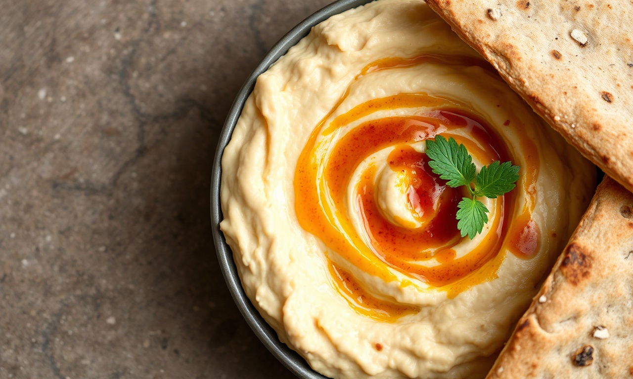 Authentic hummus with fresh pita: creamy, traditional taste.