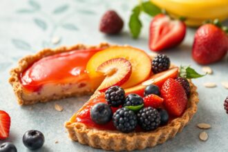 Perfect Sun-kissed summer fruit tart with crisp almond crust.
