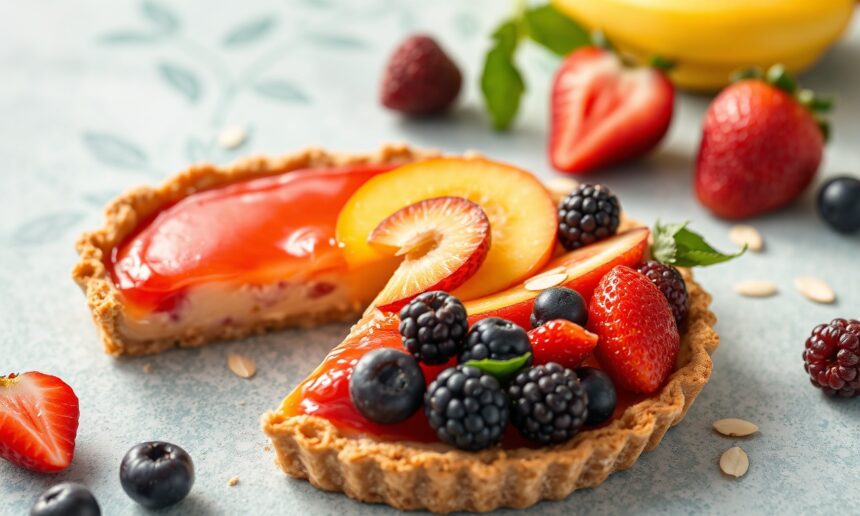 Perfect Sun-kissed summer fruit tart with crisp almond crust.